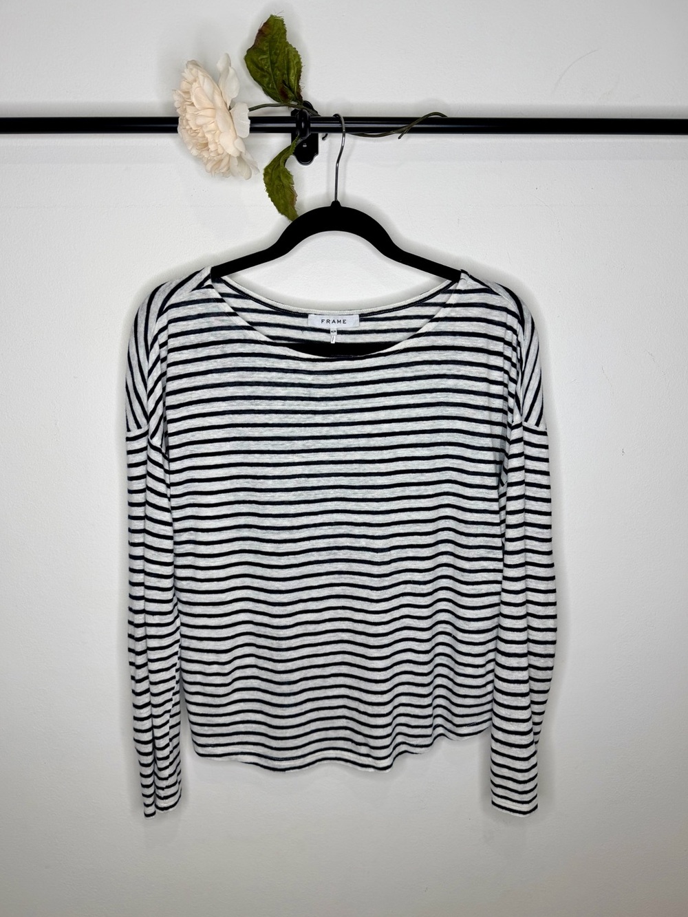 Frame Denim Breton Striped Linen Top